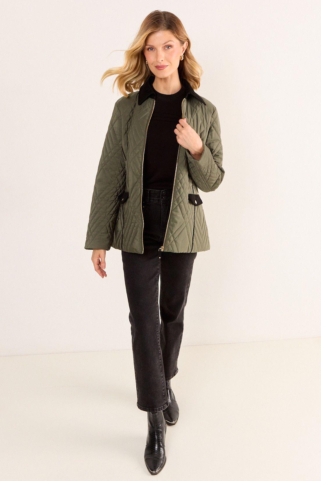 Parka Cuello Suede Contratono Verde Oliva Ma Griffe 17602126050107-4