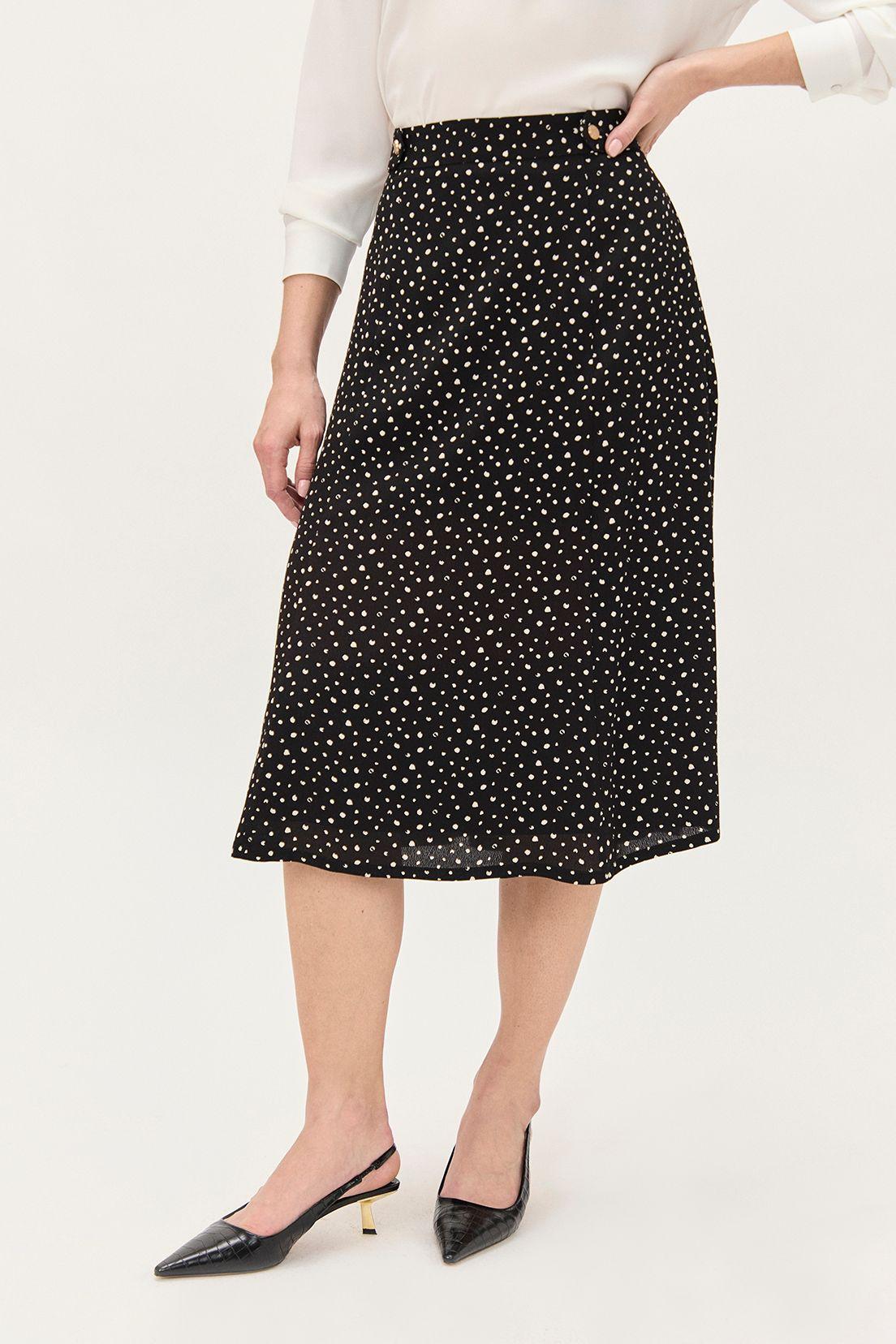 Falda Evase Estampada Negro Ma Griffe 12102224053102-1