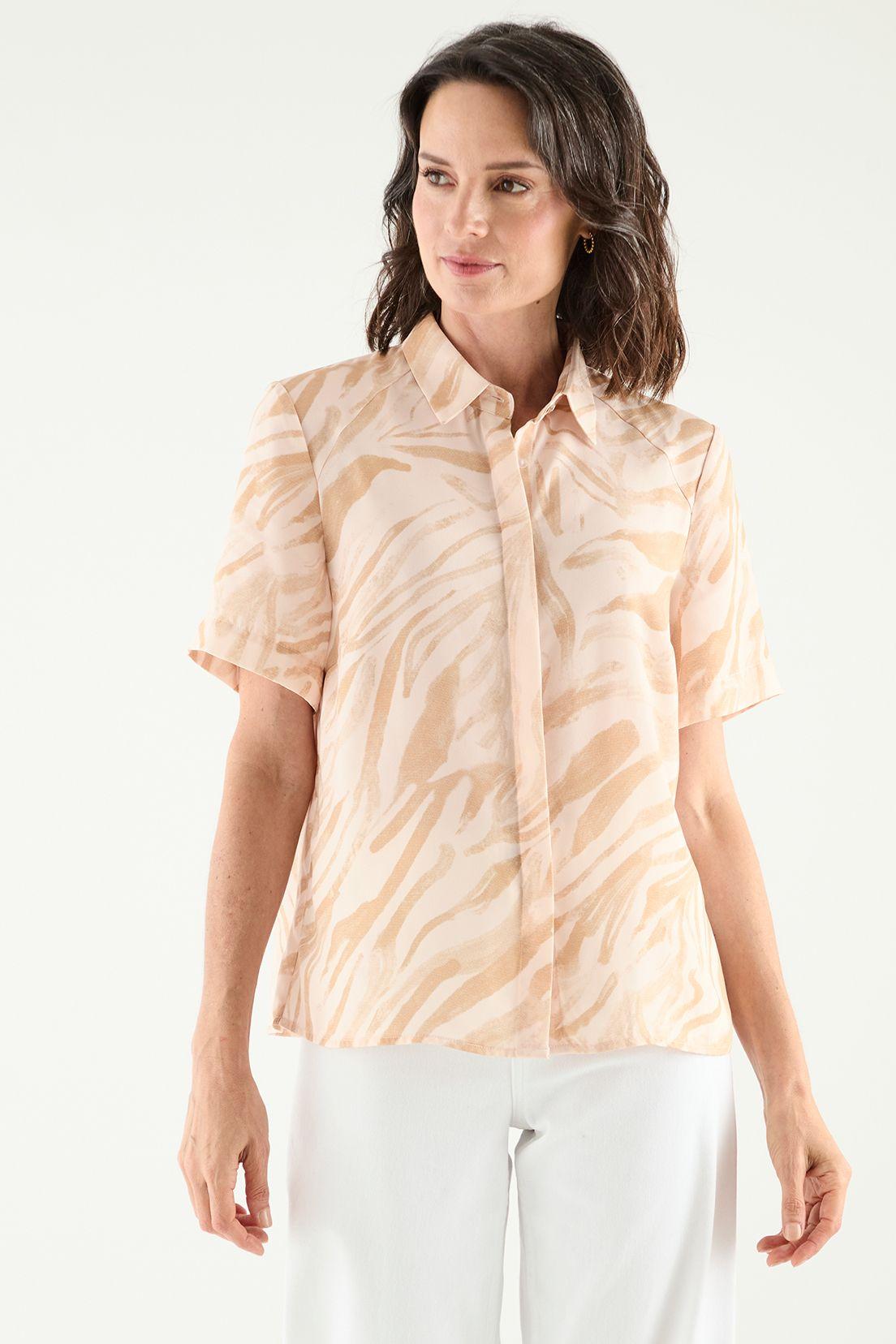 Blusa Camisera Estampada Crudo Ma Griffe 14102125050105-0