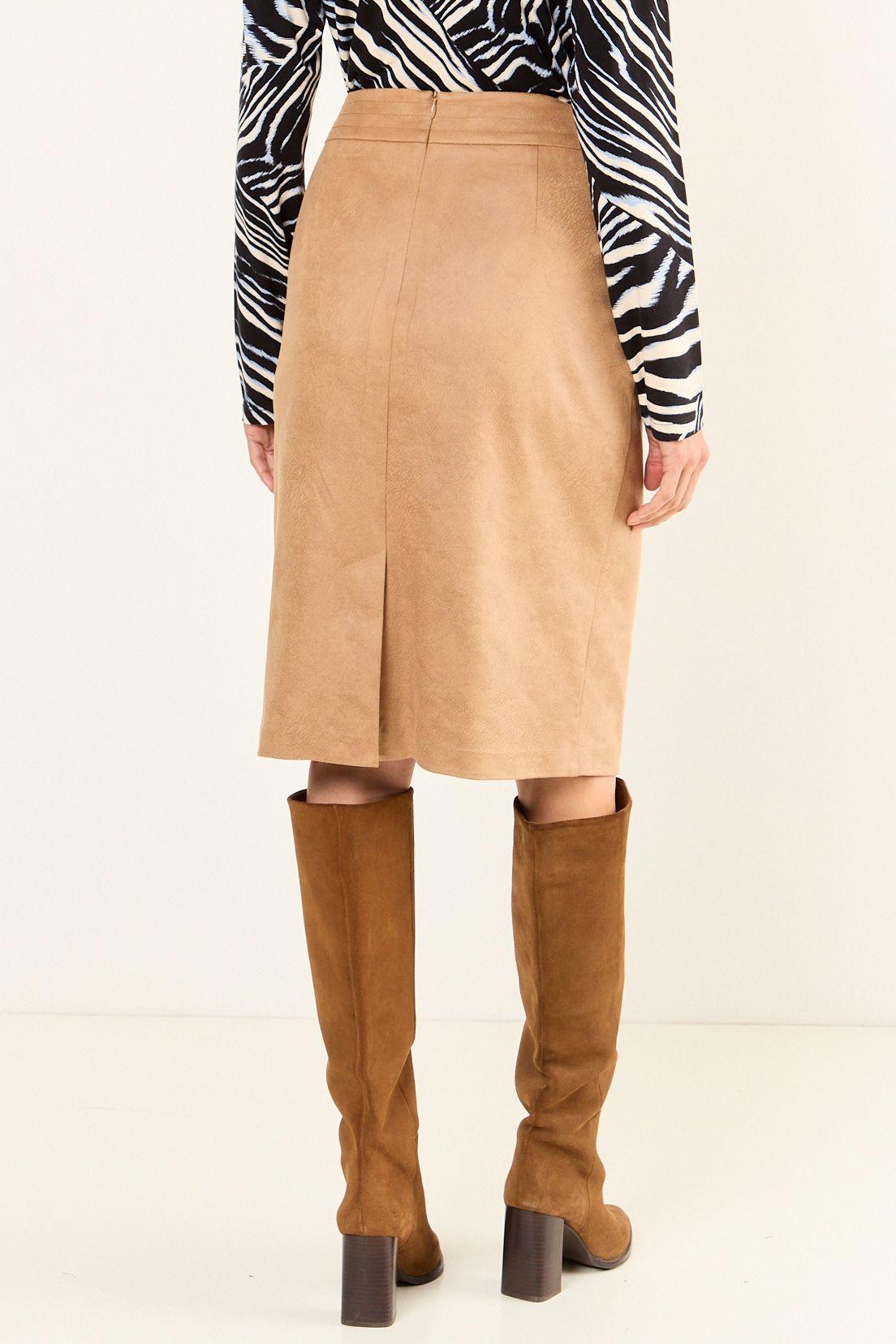 Falda Tubo Coating Café Ma Griffe 12002126051129-3