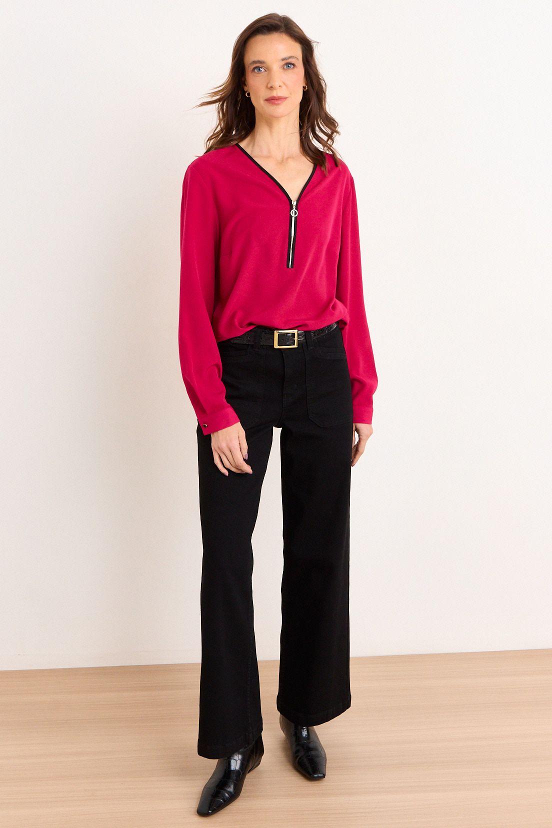Blusa Cuello V Bicolor Fucsia Ma Griffe 14002226051116-3