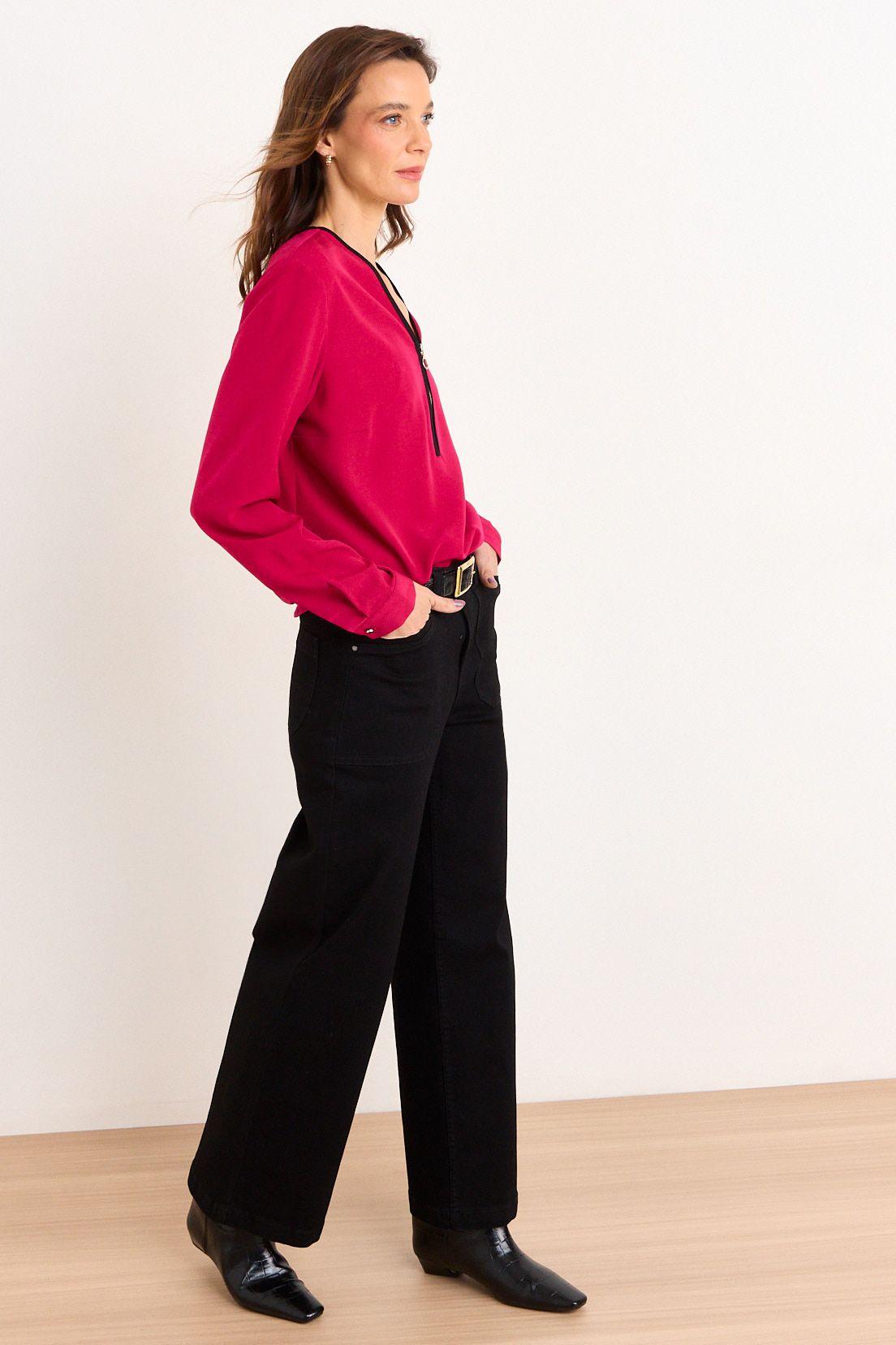 Blusa Cuello V Bicolor Fucsia Ma Griffe 14002226051116-4