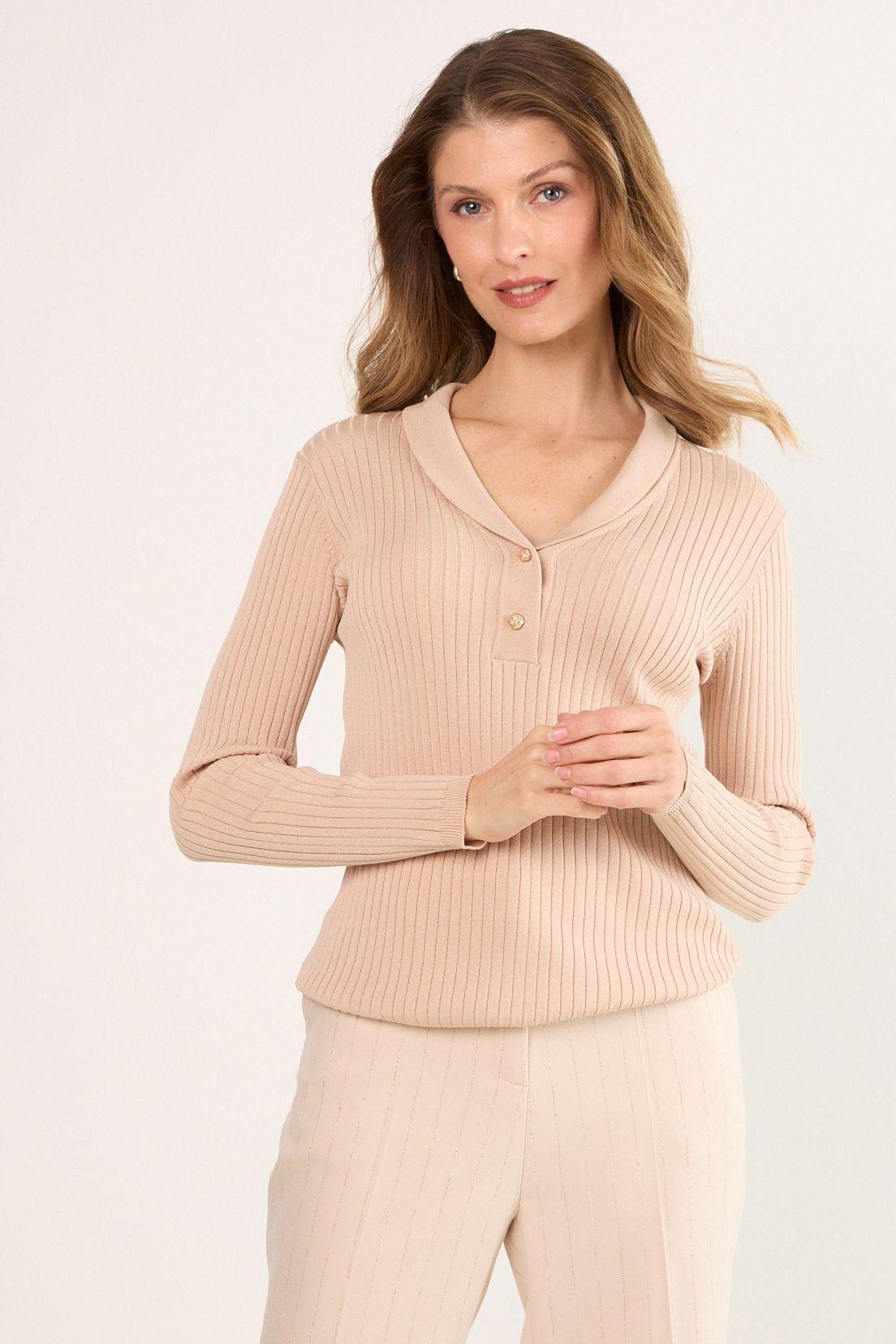 Polera Manga Larga Beige Ma Griffe 18202225001106-0