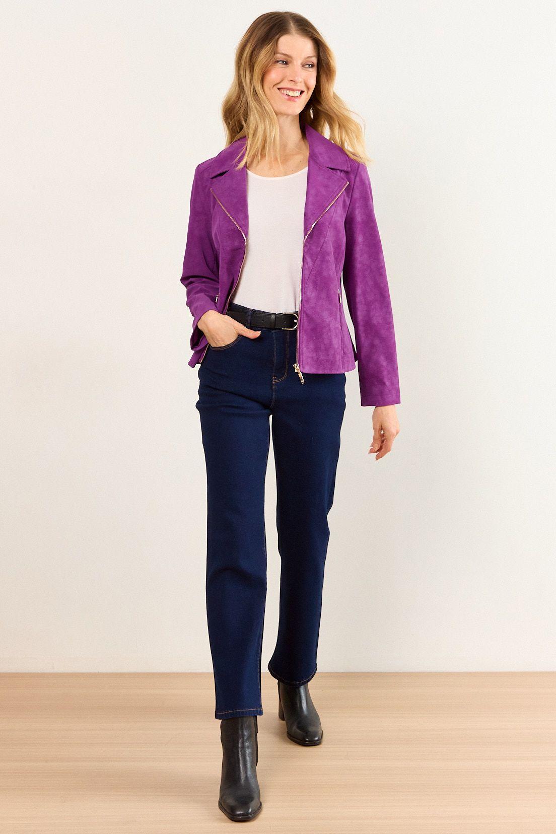 Chaqueta De Pu Craquelada Morado Ma Griffe 17502226003121-3