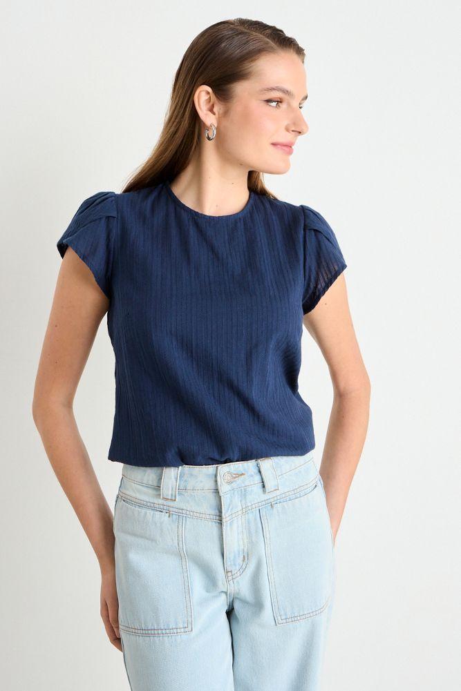 Blusa Manga Corta Lisa Azul iO 14004225004104-0