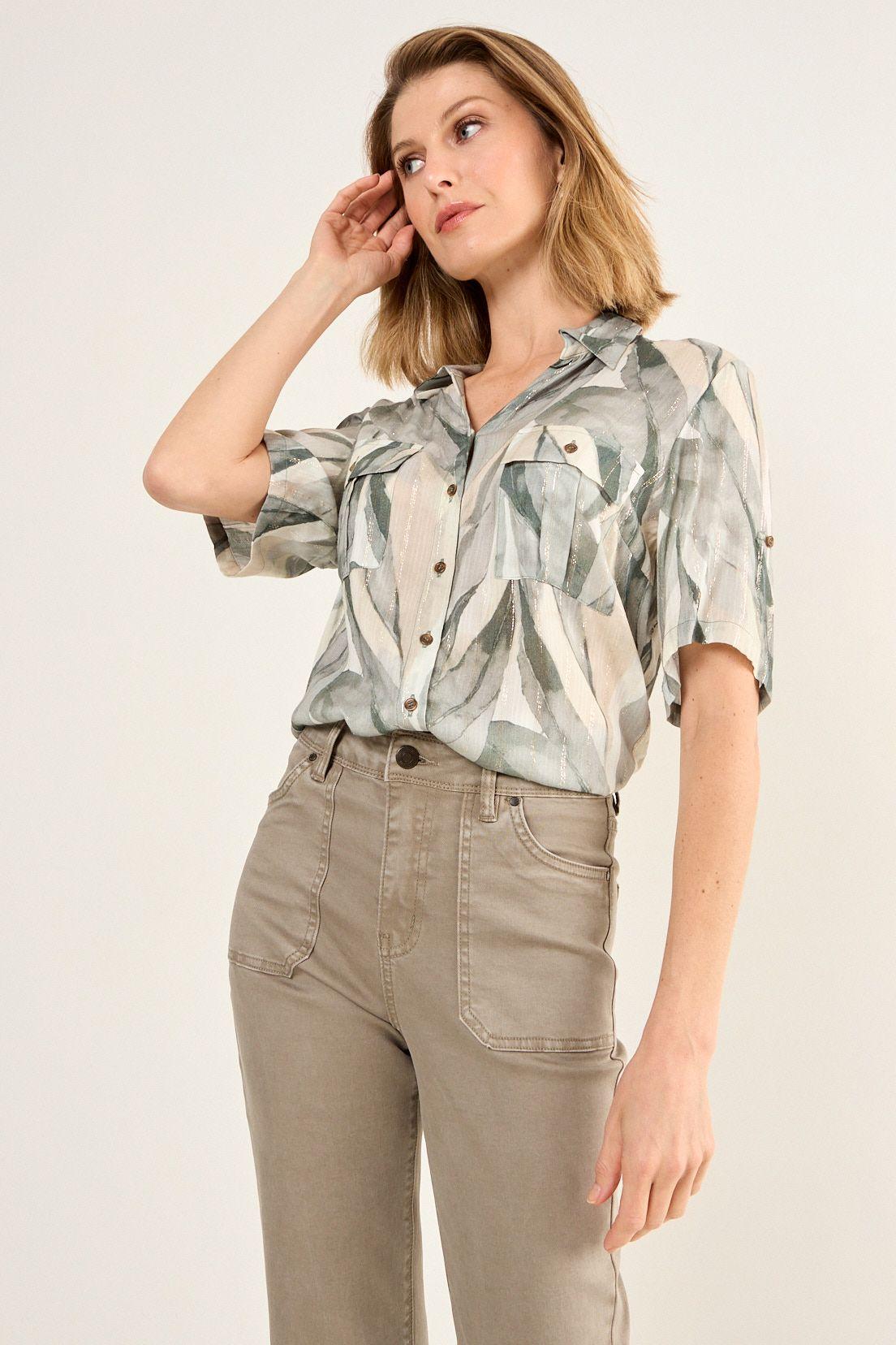 Blusa Camisera Con Bolsillos Avellana Ma Griffe 14102126001126-1