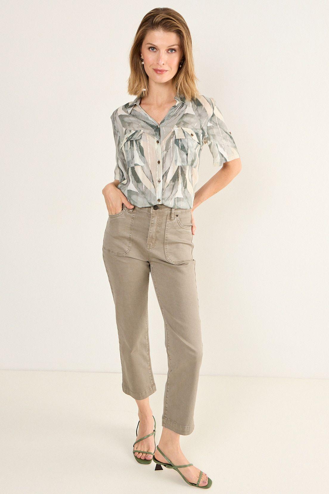 Blusa Camisera Con Bolsillos Avellana Ma Griffe 14102126001126-4