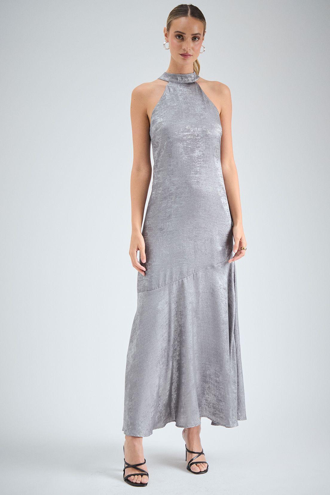 Vestido Liso Largo Gris iO 13420224057113-0