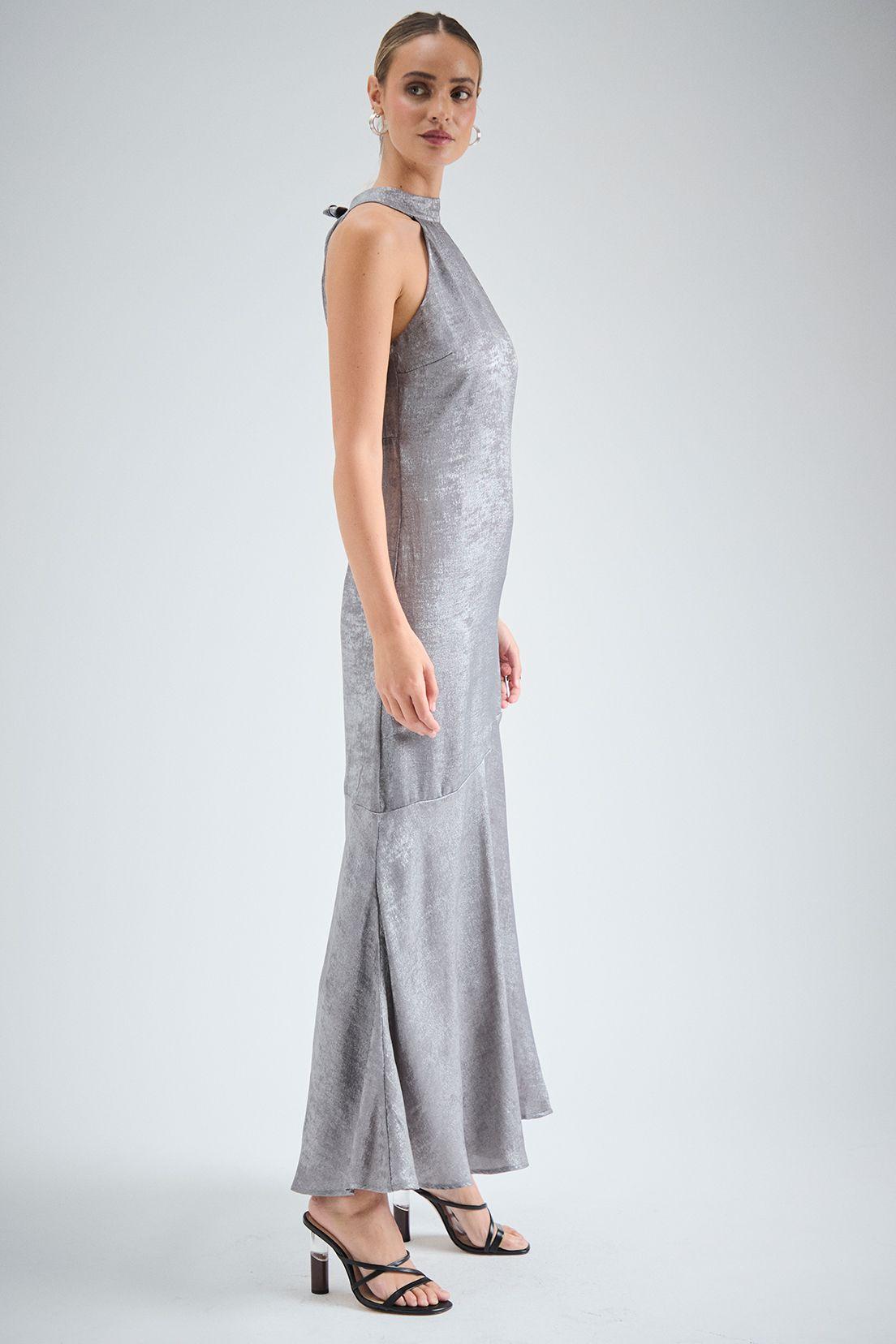 Vestido Liso Largo Gris iO 13420224057113-2