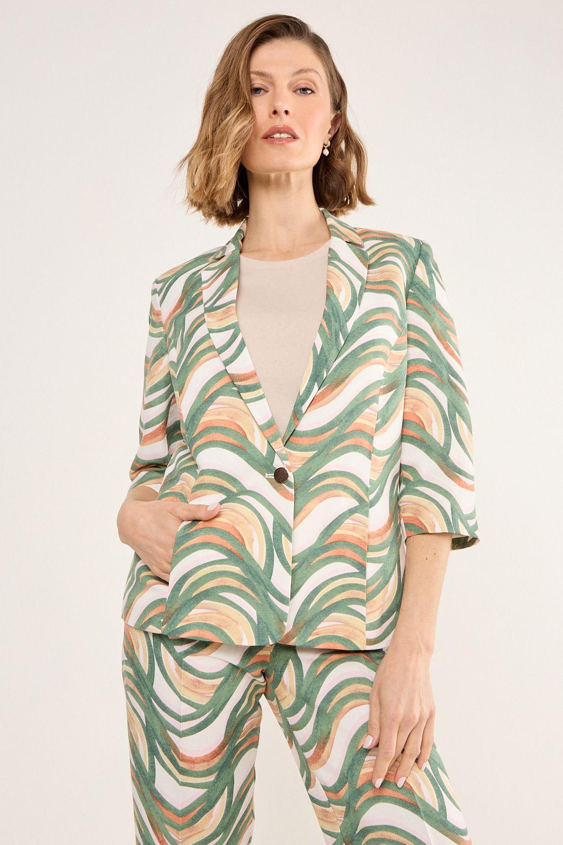 Blazer Con Estampado Abstracto Beige Ma Griffe 16102225054106-0