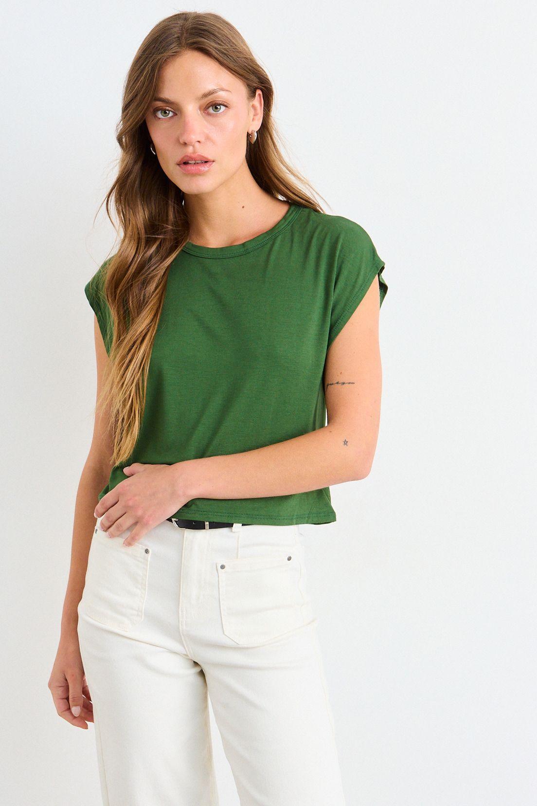 Polera Sin Mangas Lisa Verde Musgo iO 14204225096107-0