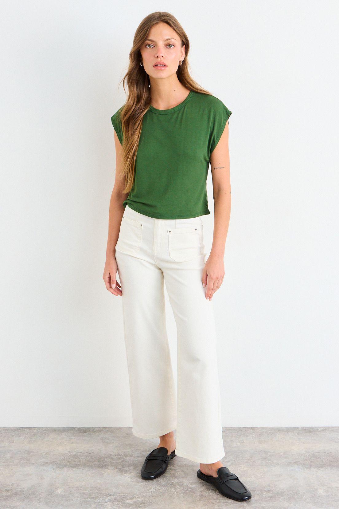 Polera Sin Mangas Lisa Verde Musgo iO 14204225096107-4