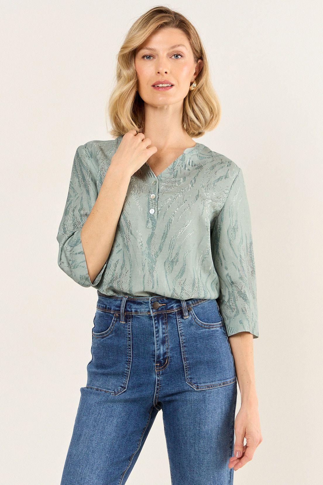 Blusa Lino Estampada Avellana Ma Griffe 14102126051126-0