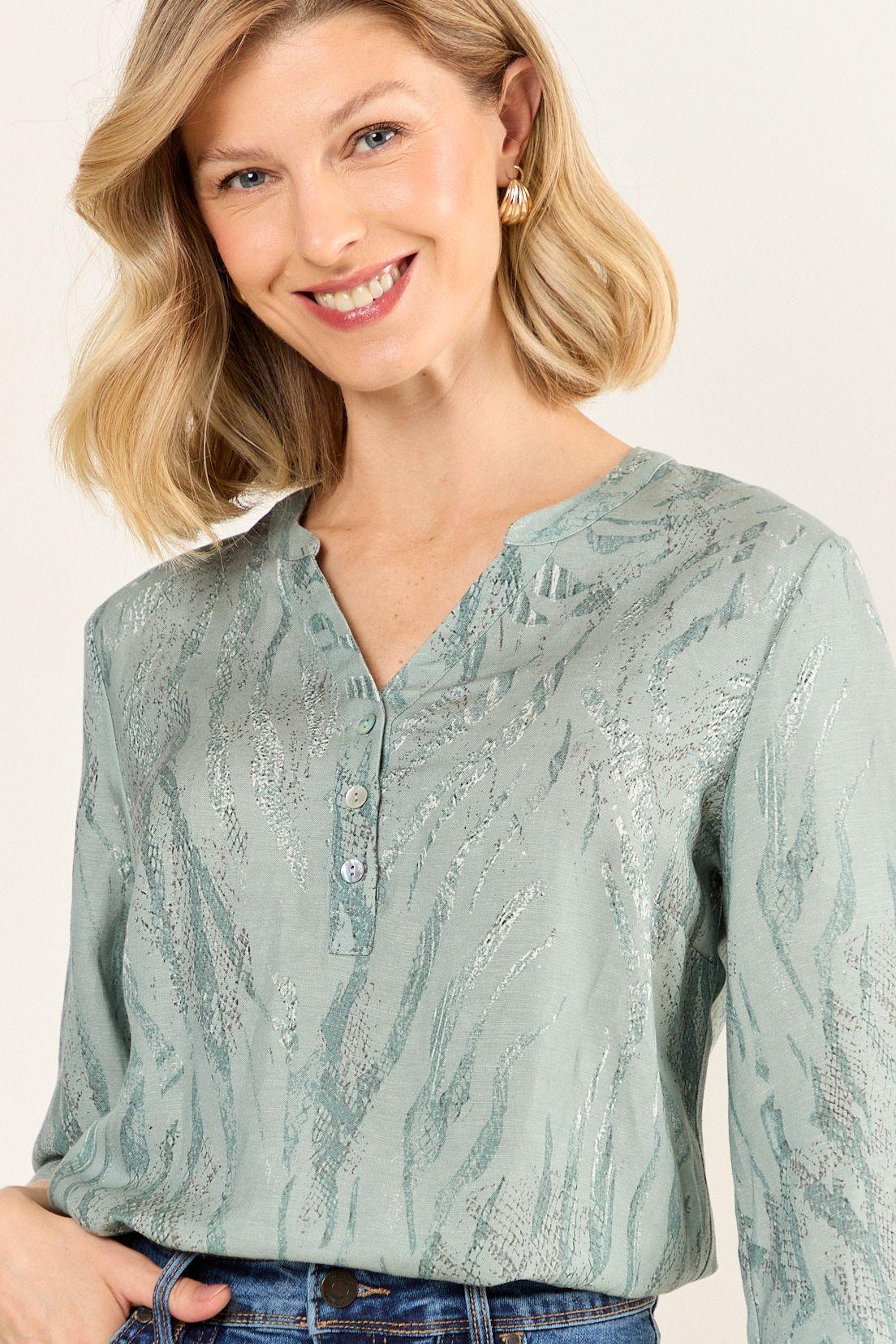 Blusa Lino Estampada Avellana Ma Griffe 14102126051126-1