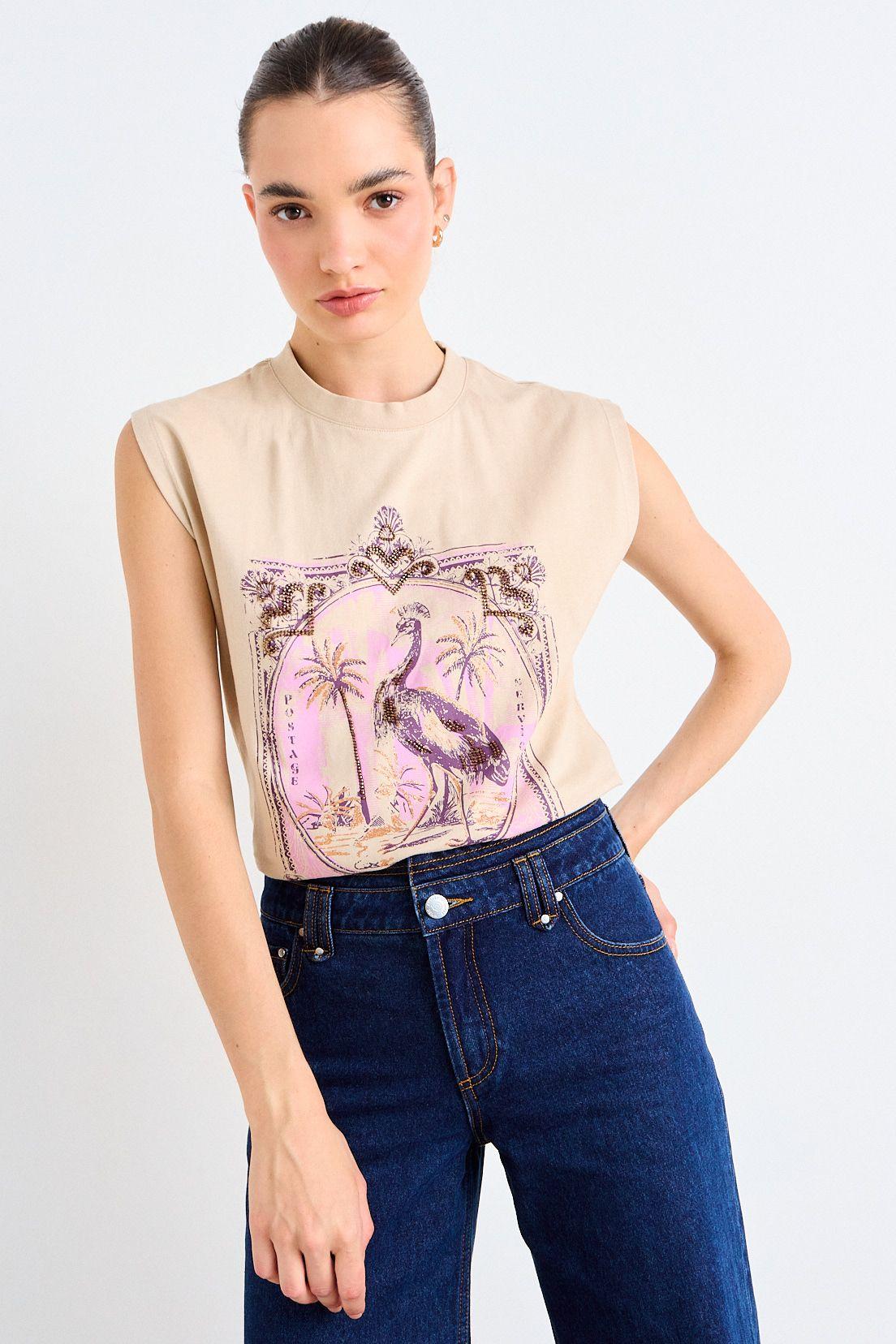 Polera Estampada Beige iO 14620126004106-0