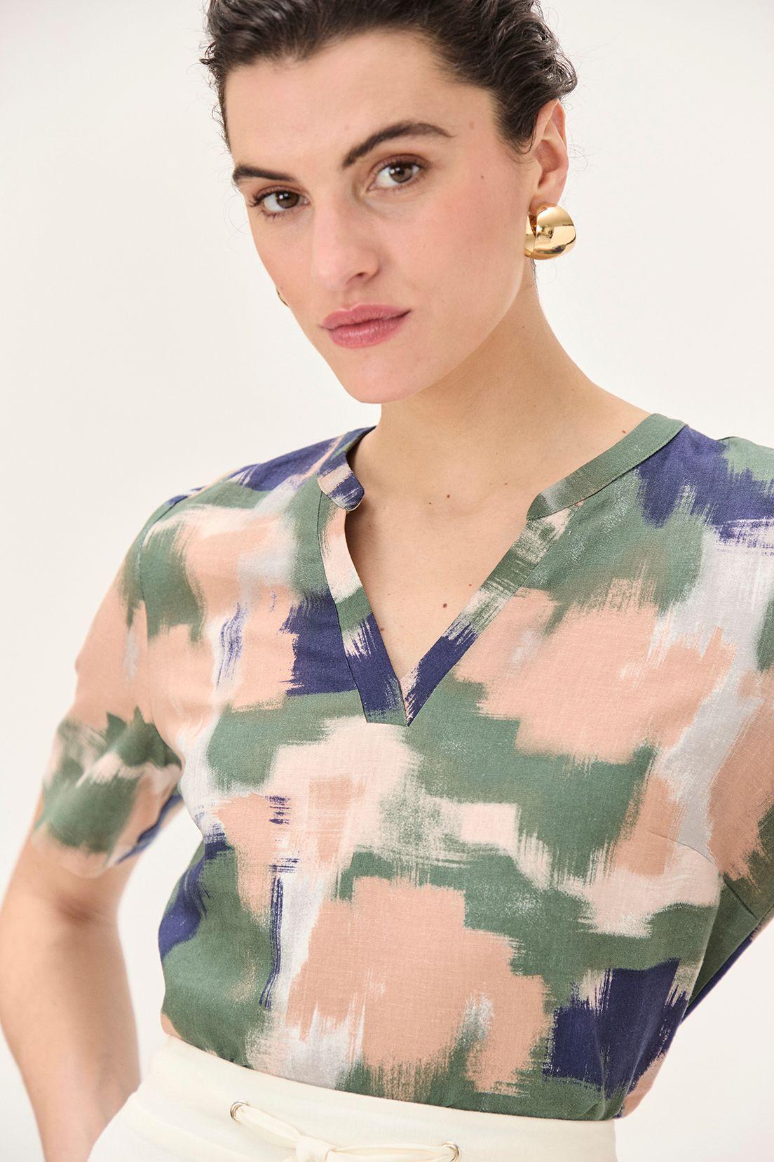 Blusa Lino Estampada Verde Ma Griffe 14102224064126-1
