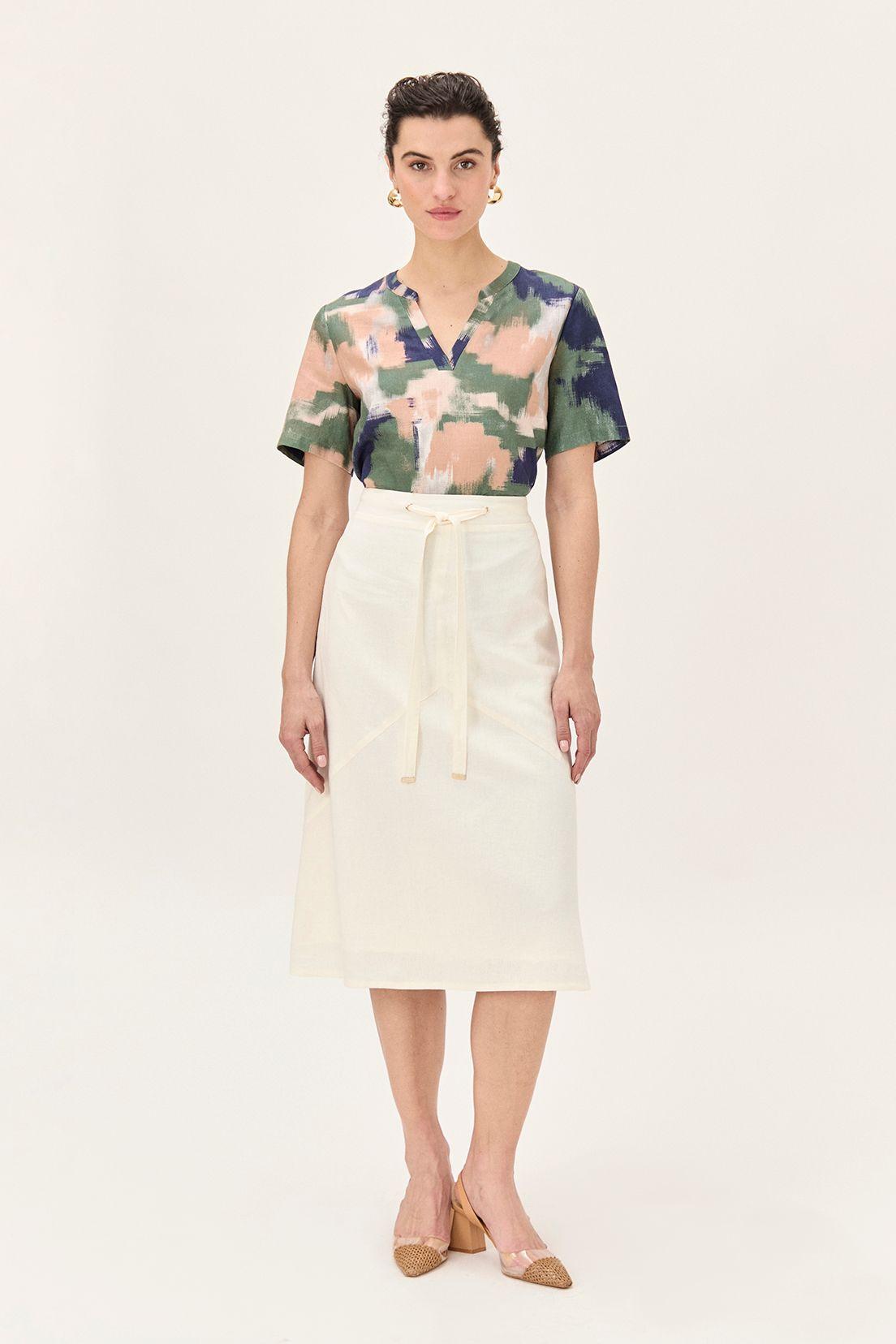Blusa Lino Estampada Verde Ma Griffe 14102224064126-4