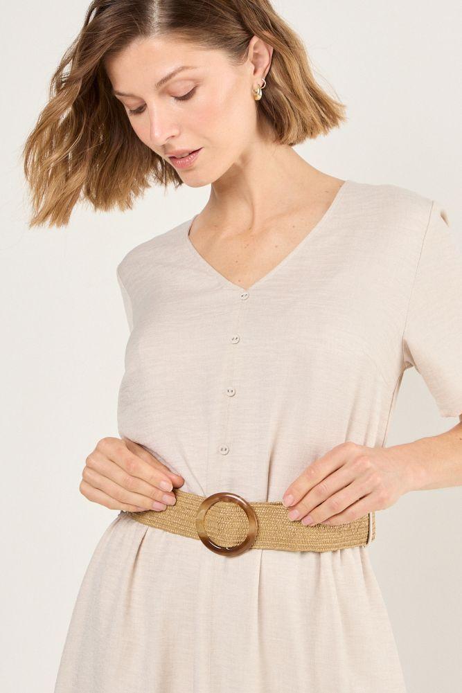 Vestido Con Cinturon Beige Ma Griffe 13002225007106-1
