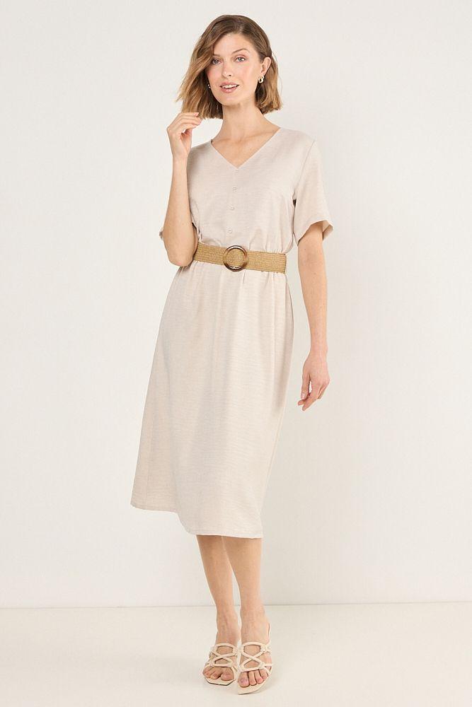Vestido Con Cinturon Beige Ma Griffe 13002225007106-2