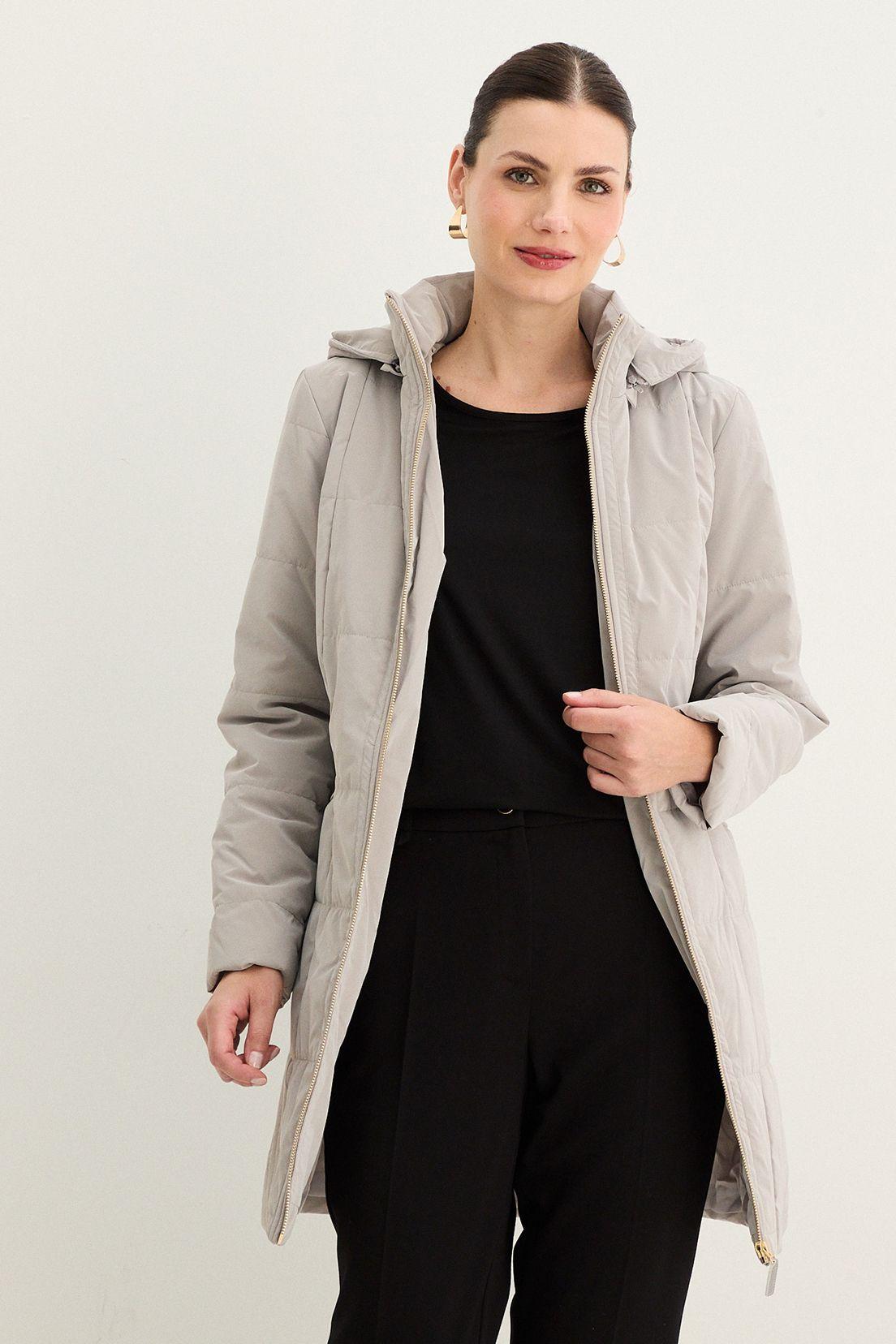 Parka Larga Con Gorro Gris 17602125007113-0