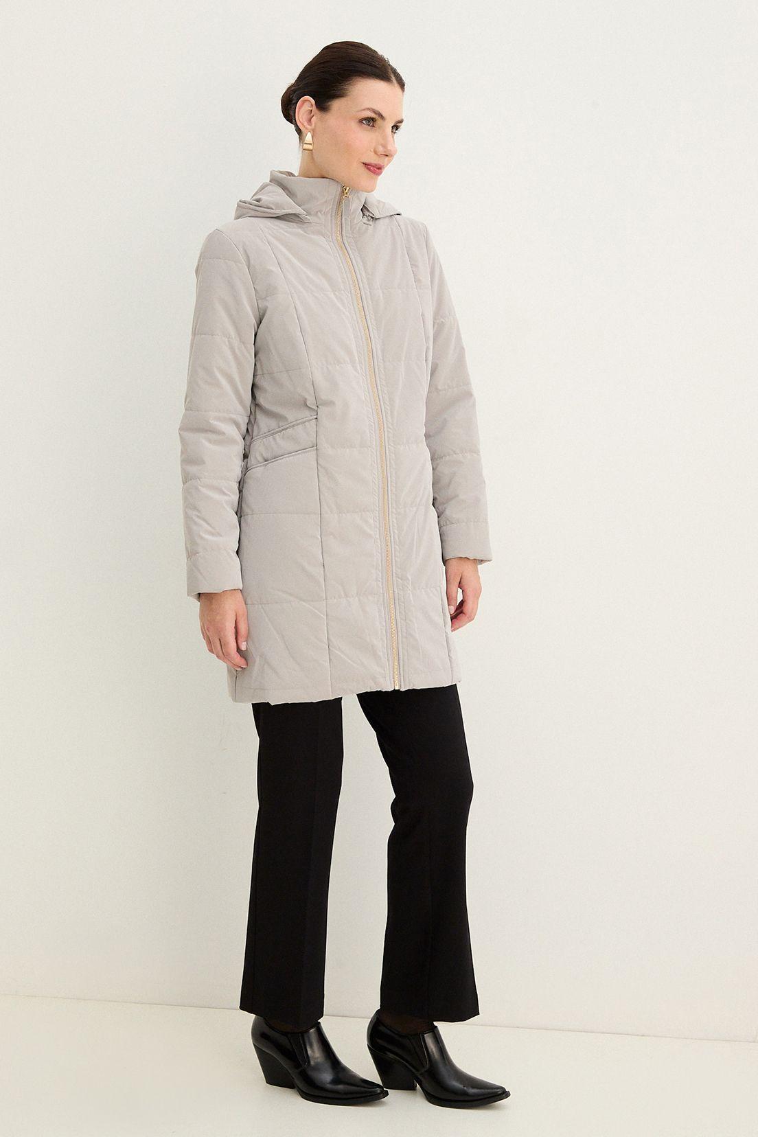 Parka Larga Con Gorro Gris 17602125007113-3