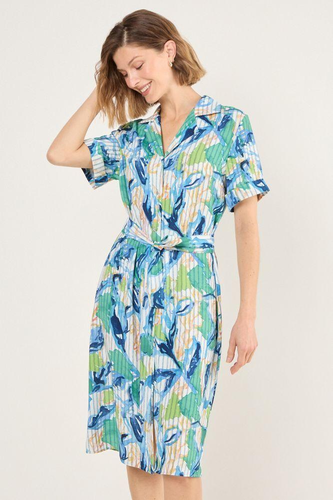 Vestido Estampado Camisero Azul Ma Griffe 13102225011104-1