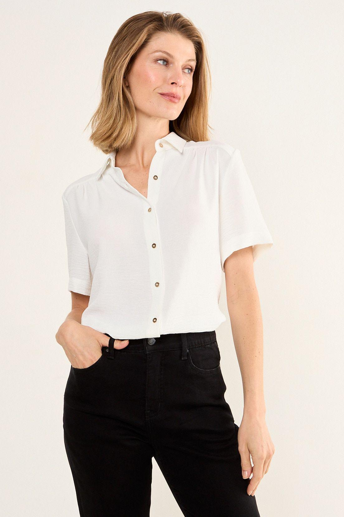 Blusa Camisera Manga Corta Crudo Ma Griffe 14002126054105-0