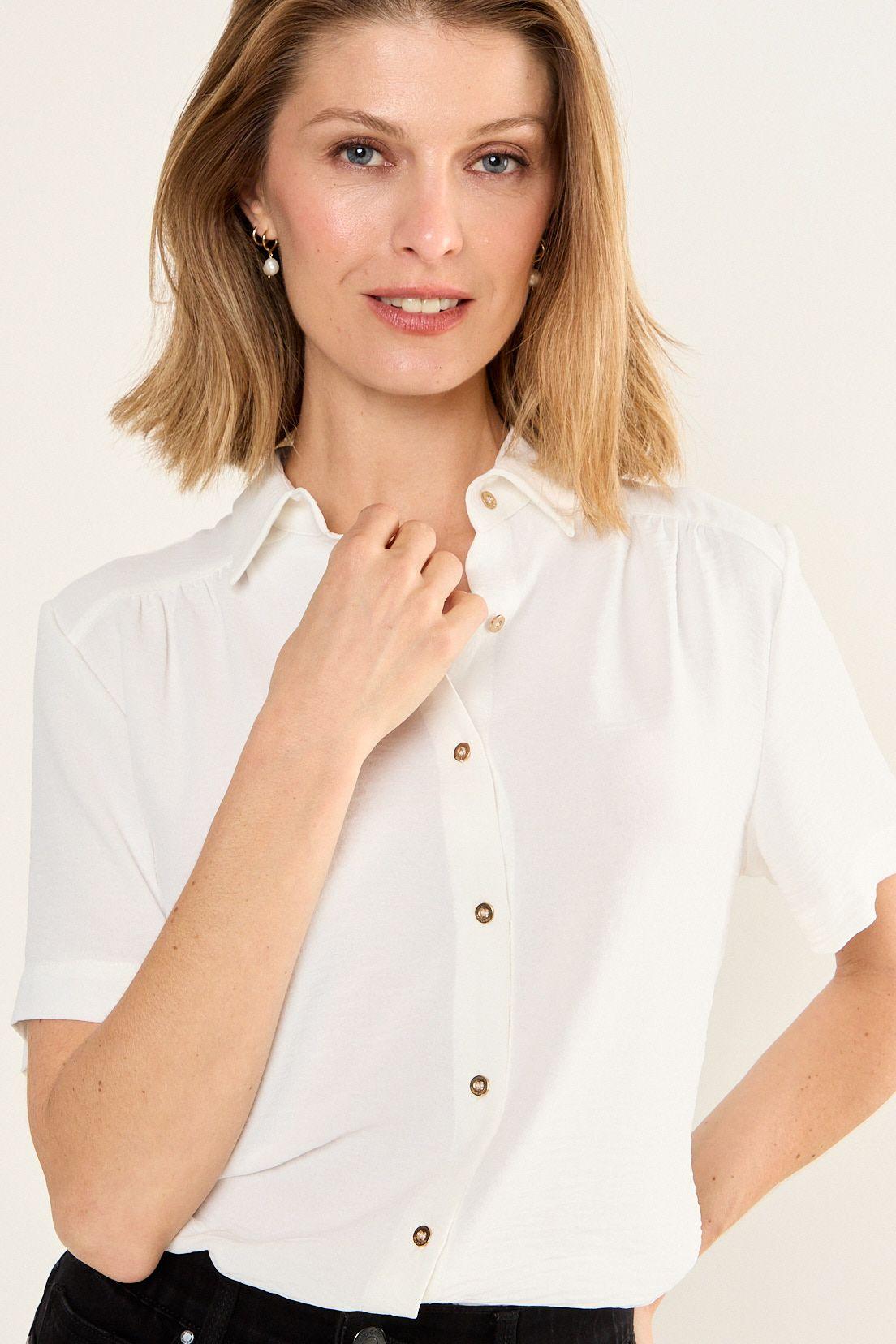 Blusa Camisera Manga Corta Crudo Ma Griffe 14002126054105-1