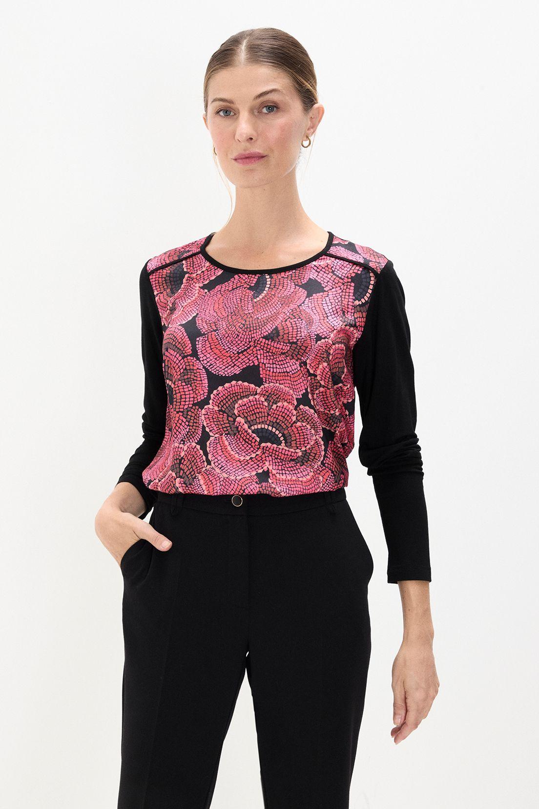 Polera Doble Tela Estampada Negro 14602125054102-0