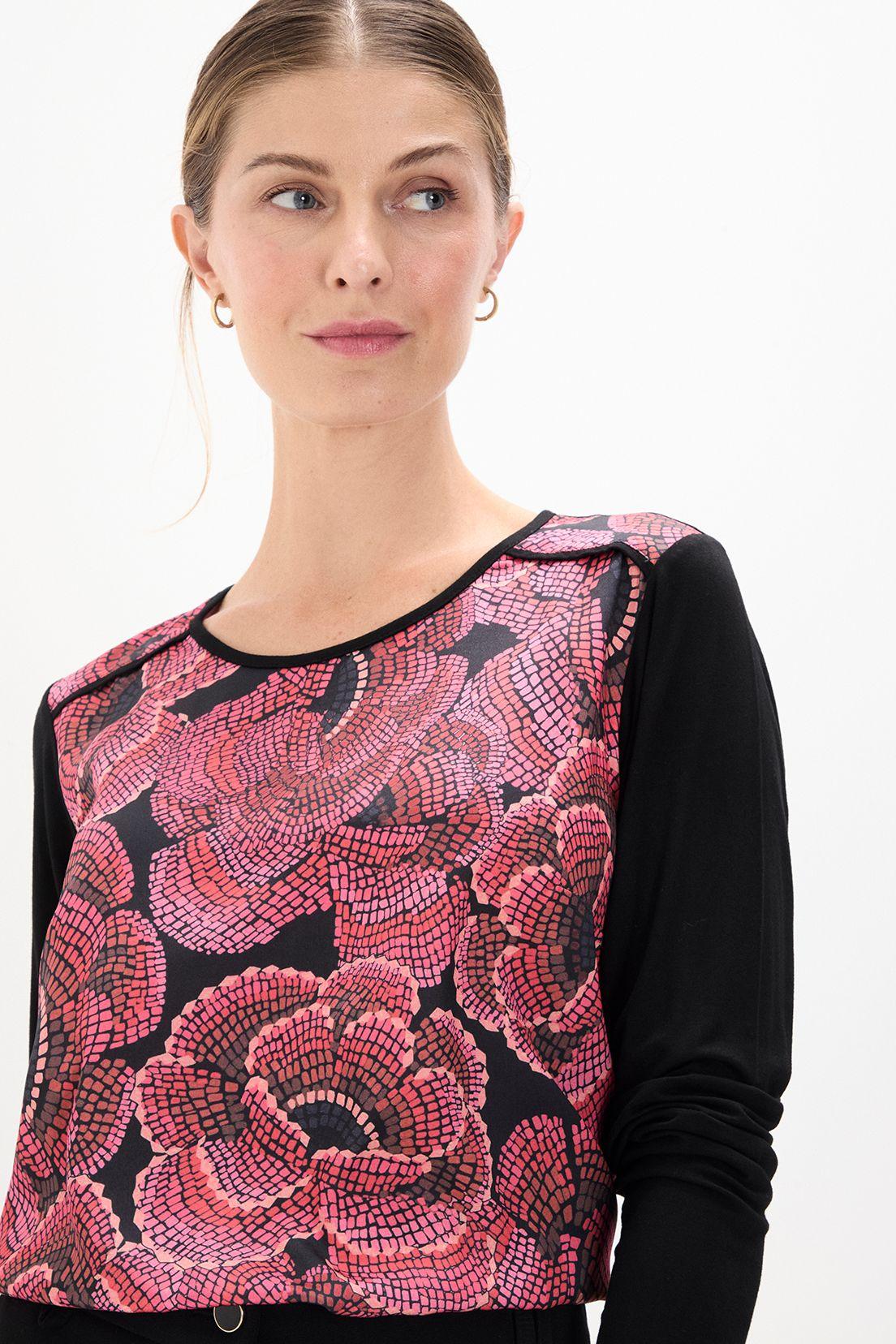 Polera Doble Tela Estampada Negro 14602125054102-4