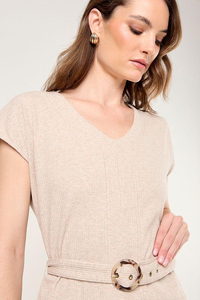 Vestido Rib Con Cinturon Beige Ma Griffe 13002225057106-1