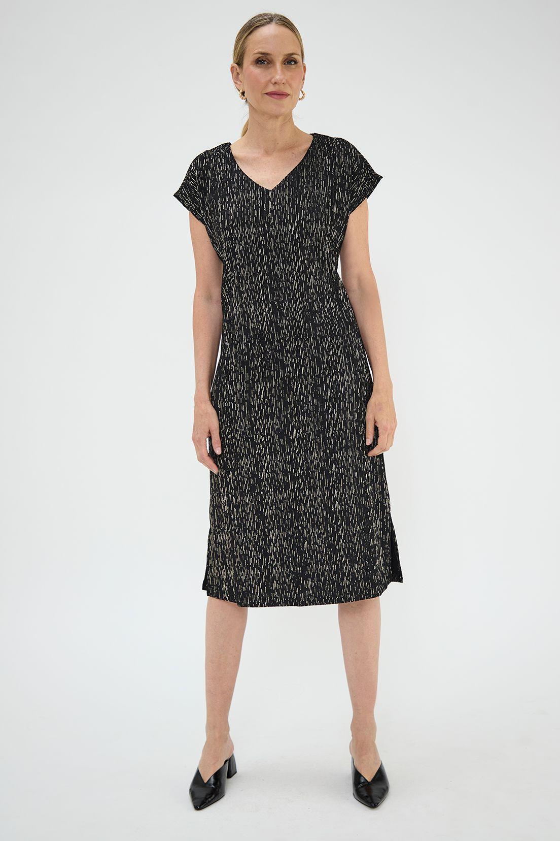 Vestido Textura Y Folia Negro Ma Griffe 13102125100102-0