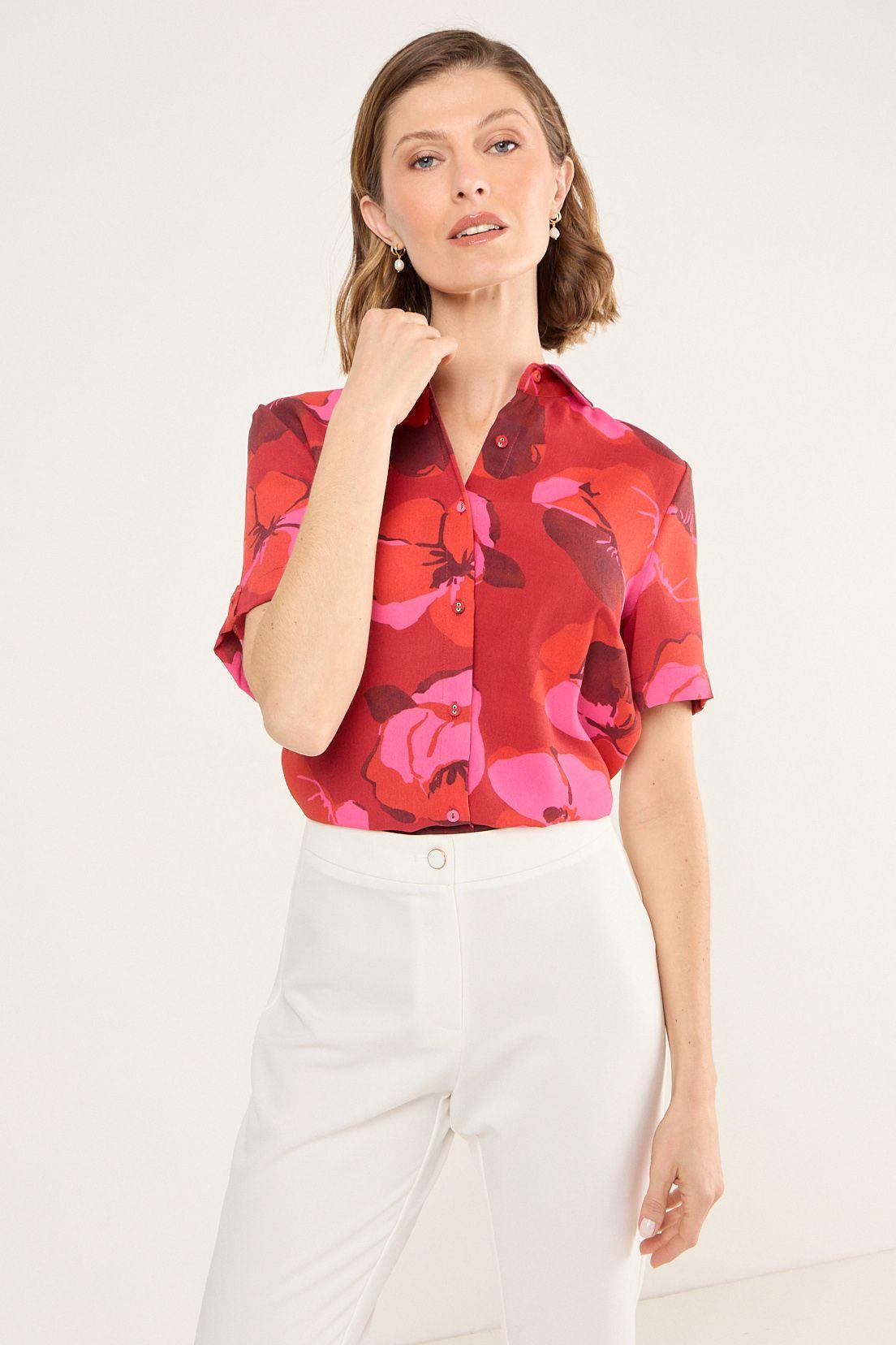 Blusa Estampada Camisera Rojo Ma Griffe 14102225006103-0