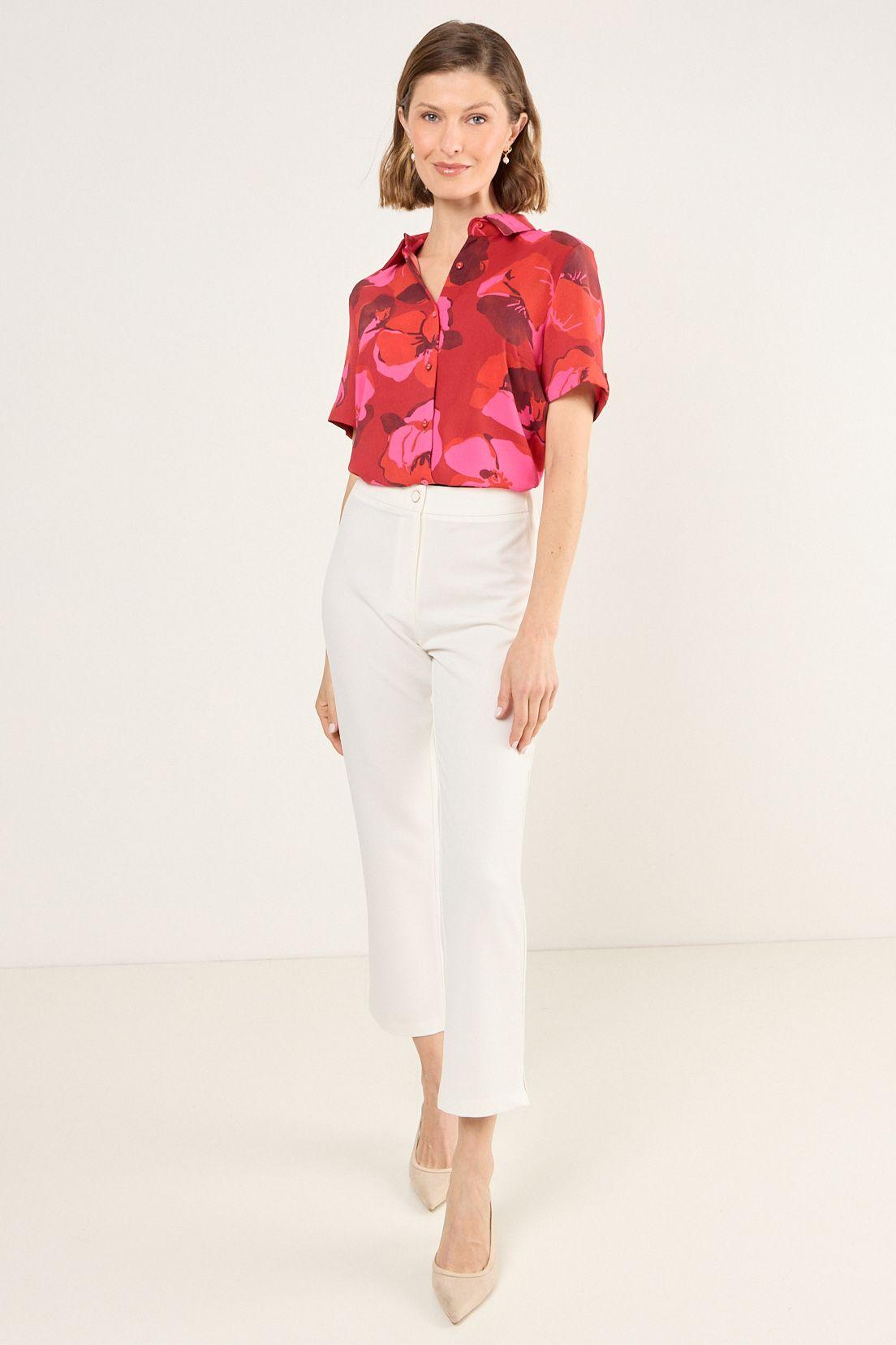 Blusa Estampada Camisera Rojo Ma Griffe 14102225006103-4