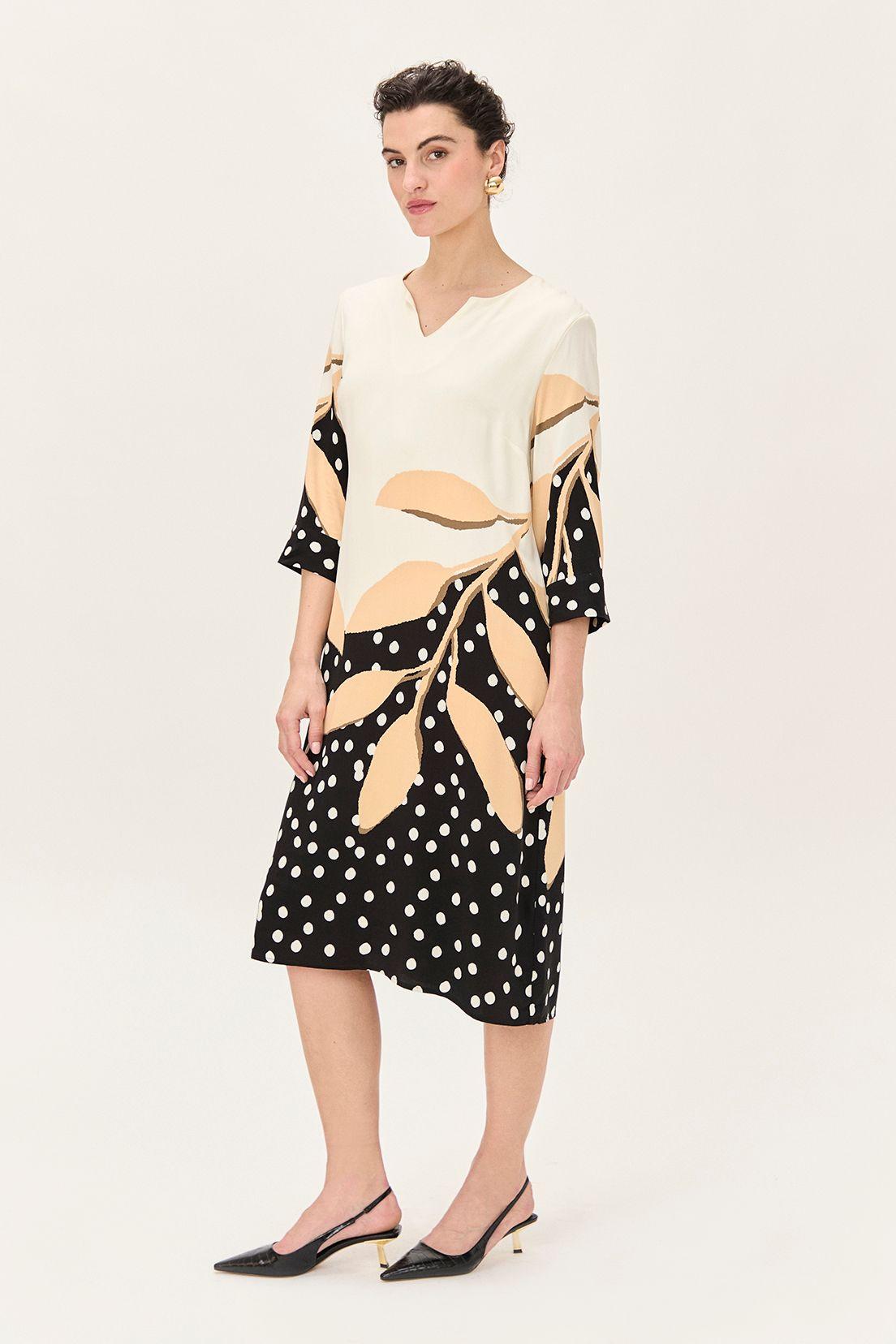 Vestido Viscosa Estampado Negro Ma Griffe 13102224054102-2