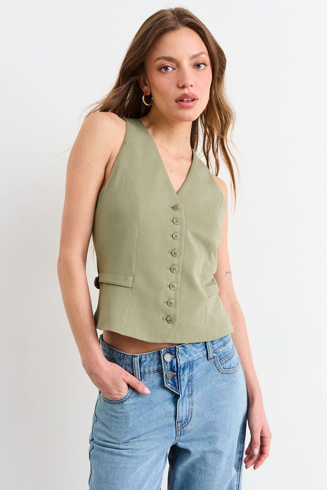 Polera Sin Mangas Verde Oliva iO 14220226062107-0