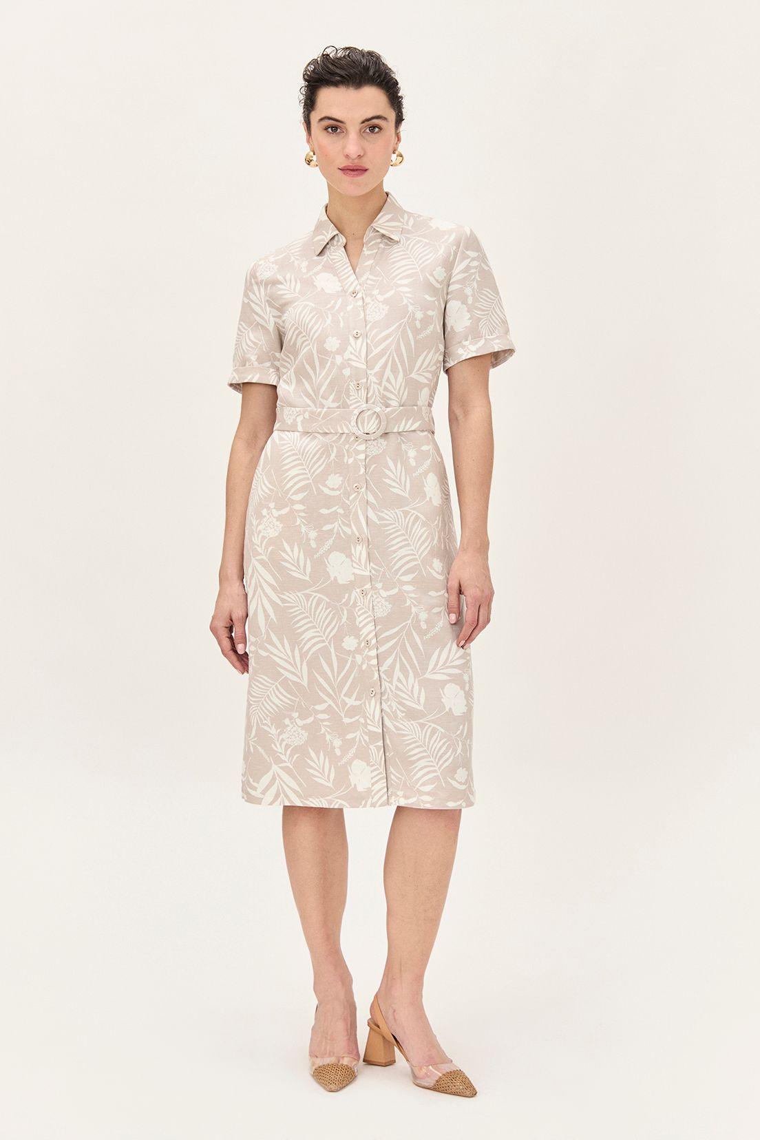 Vestido Camisero Estampado Beige Ma Griffe 13102224055106-0
