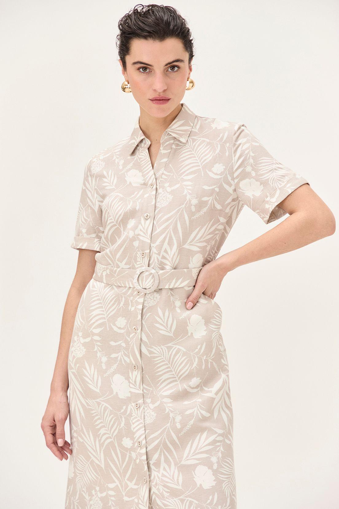 Vestido Camisero Estampado Beige Ma Griffe 13102224055106-1