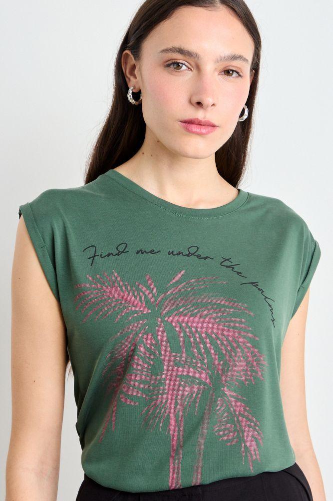 Polera Estampada Verde Oliva iO 14620225006107-0