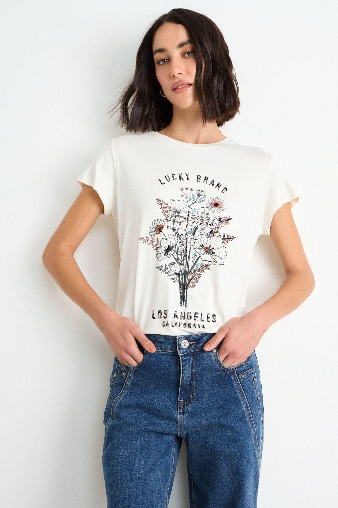 Polera Estampada Manga Corta Crudo Ash 14607126001105-0