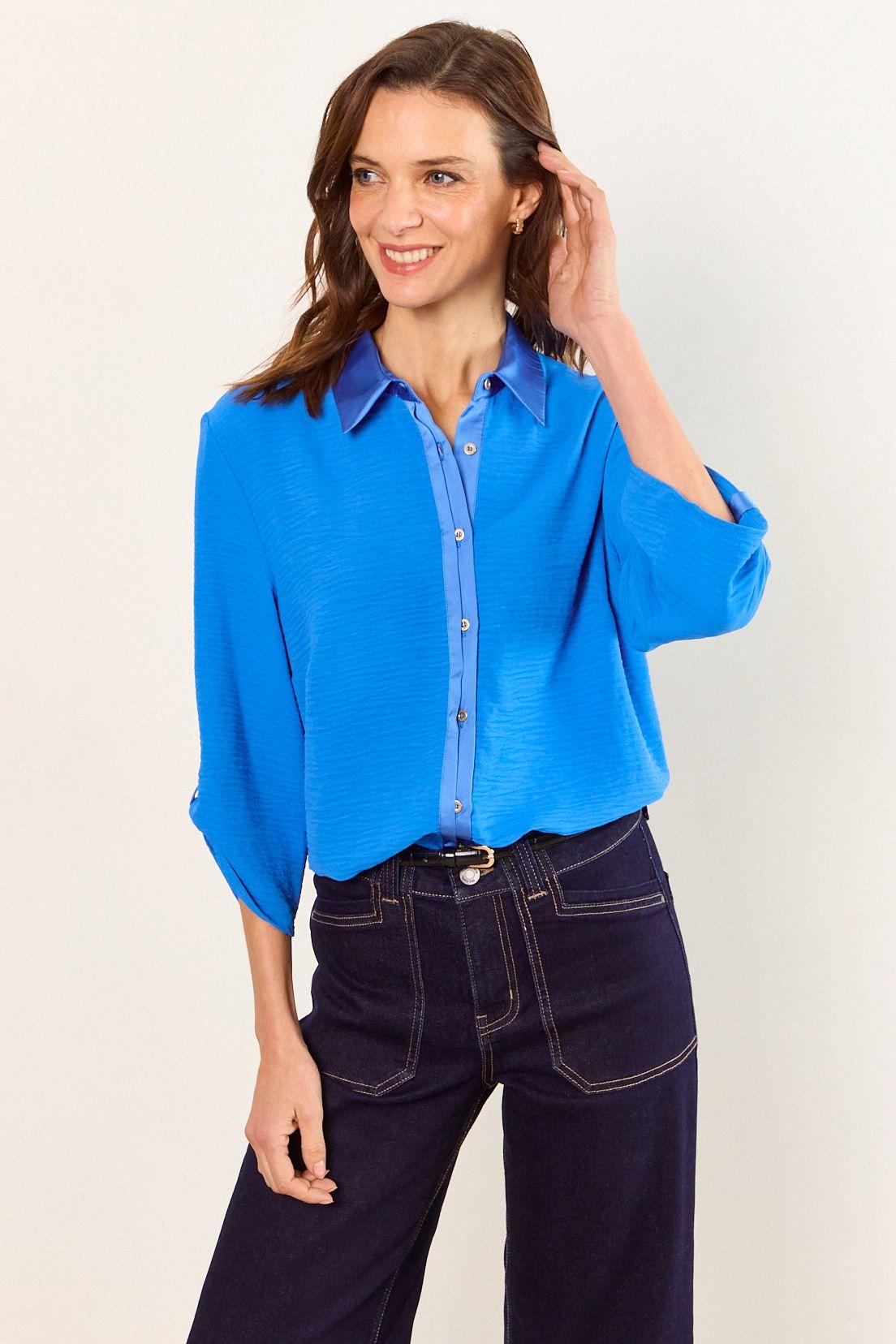 Blusas Manga Larga Azul Ma Griffe 14002226055134-0