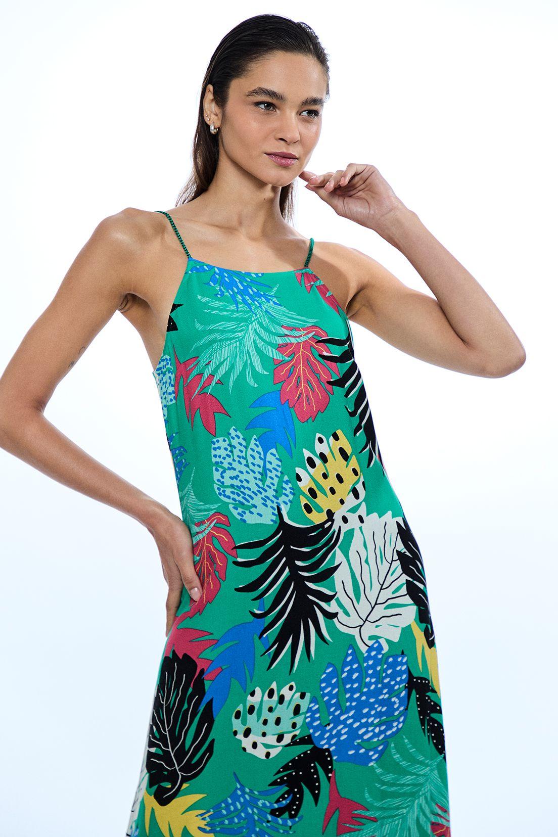Vestido Liso Largo verde musgo iO 13420224060107-2