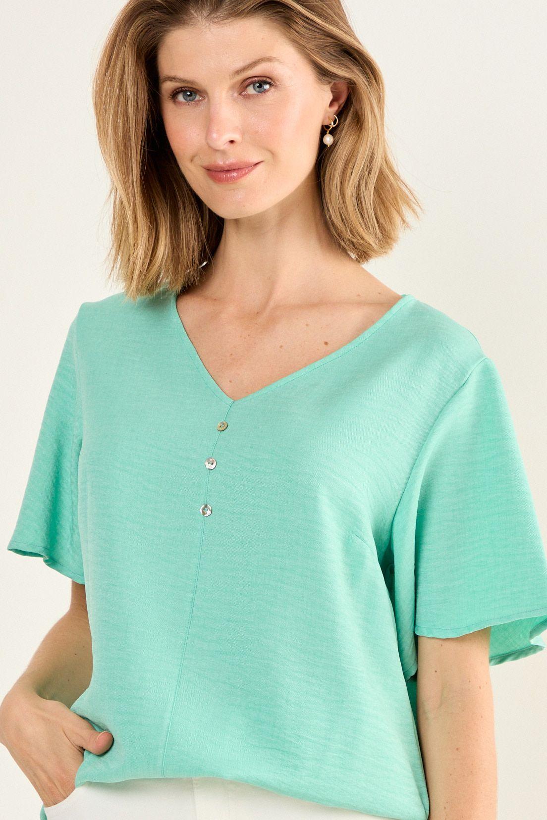 Blusa Escote V Verde Ma Griffe 14002126052217-1