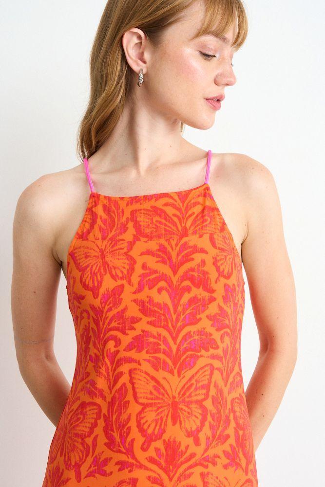 Vestido Fantasia Largo Naranjo iO 13520225056114-1