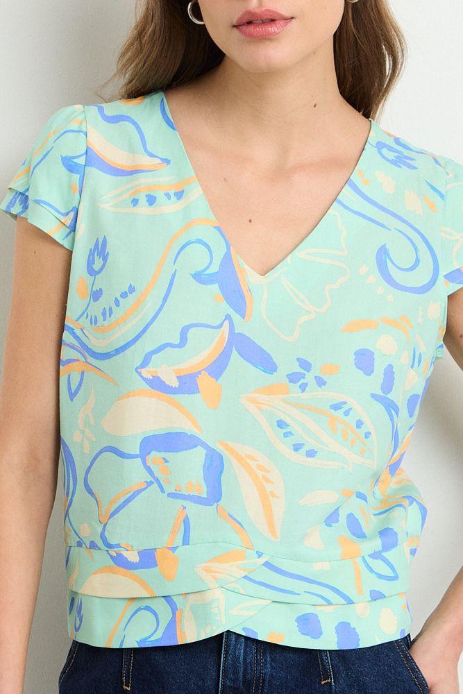 Blusas Manga Corta Verde iO 14120225057217-1