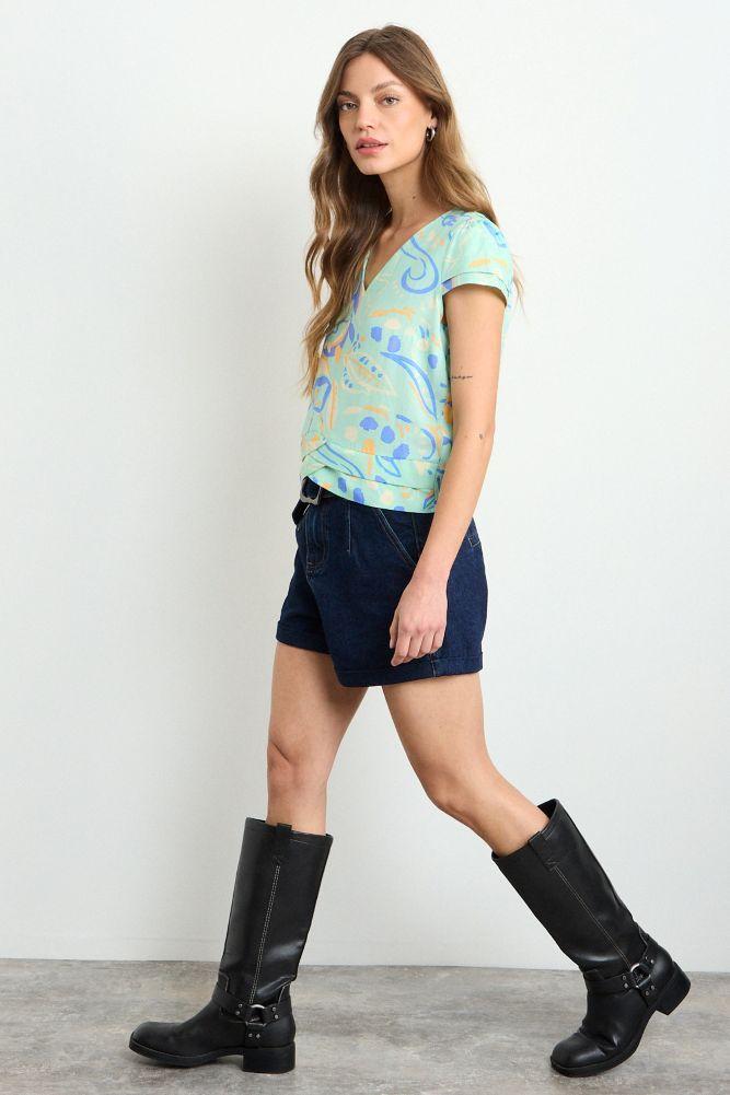 Blusas Manga Corta Verde iO 14120225057217-4