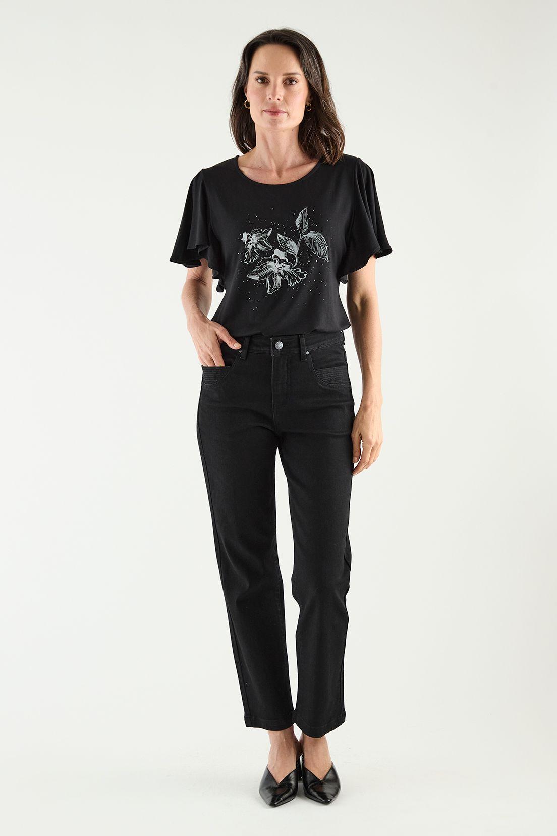 Polera Con Estampado Focalizado Negro Ma Griffe 14602125001102-0