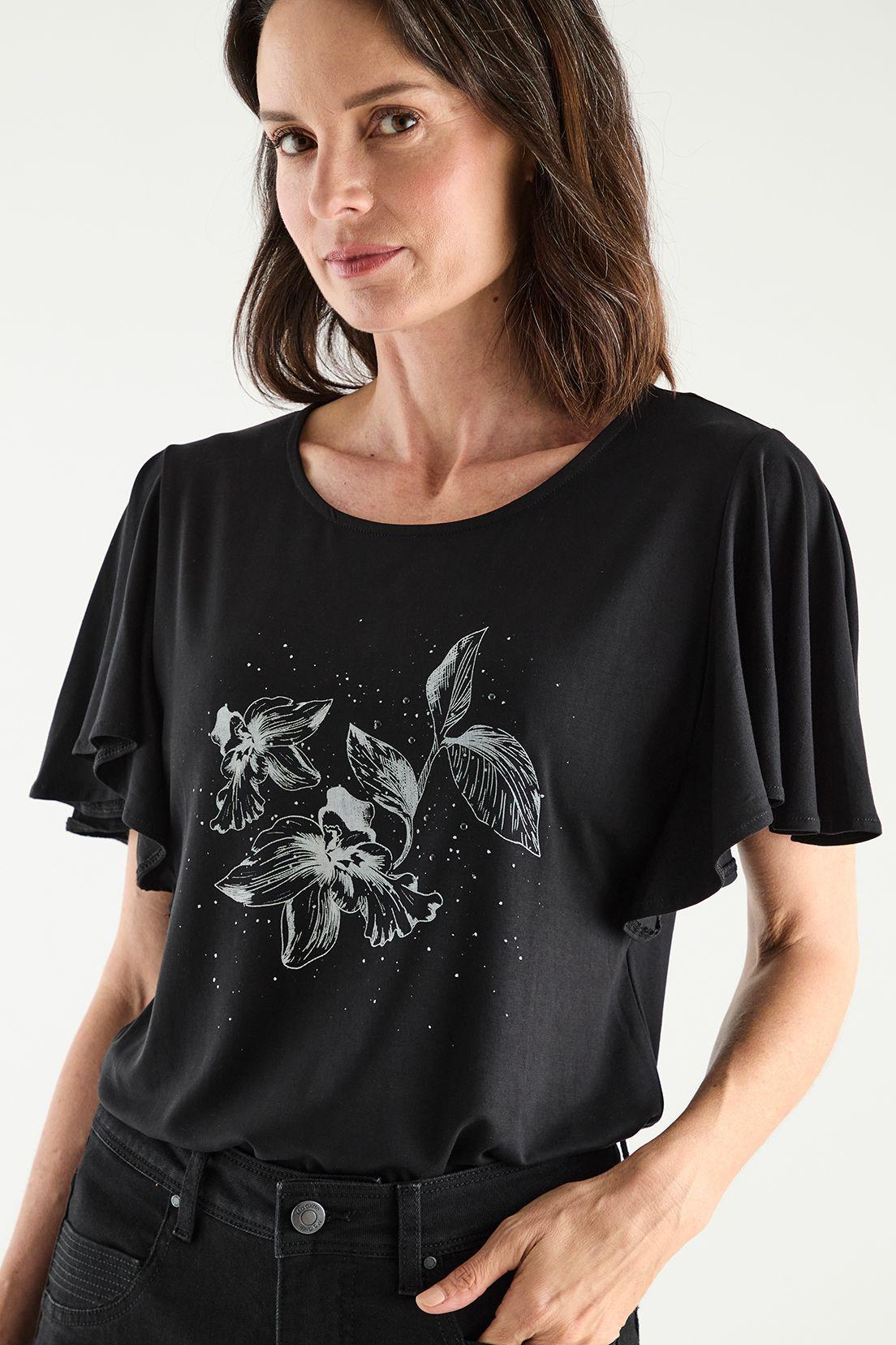 Polera Con Estampado Focalizado Negro Ma Griffe 14602125001102-1