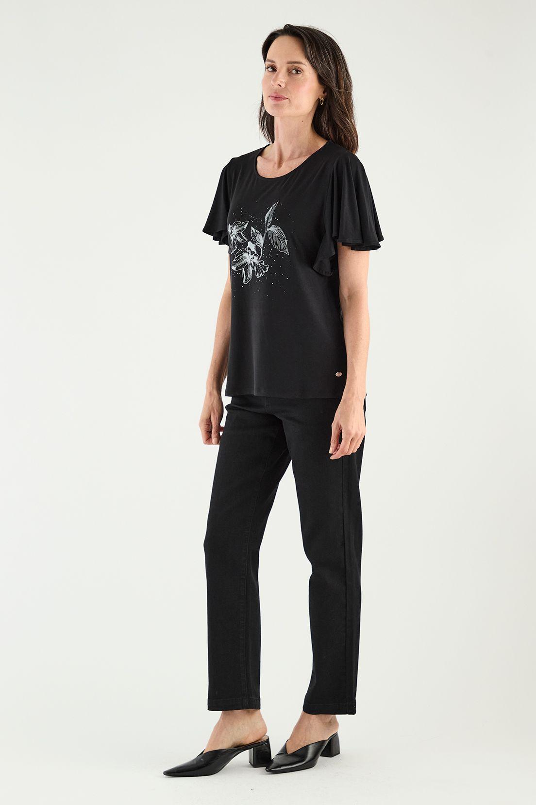 Polera Con Estampado Focalizado Negro Ma Griffe 14602125001102-2