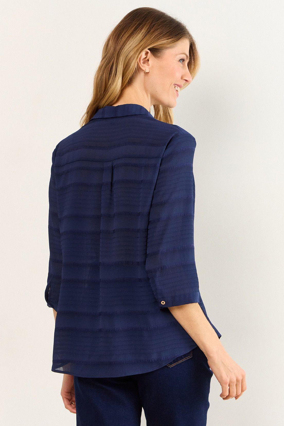 Blusa Camisera Textura Azul Ma Griffe 14002226052104-2